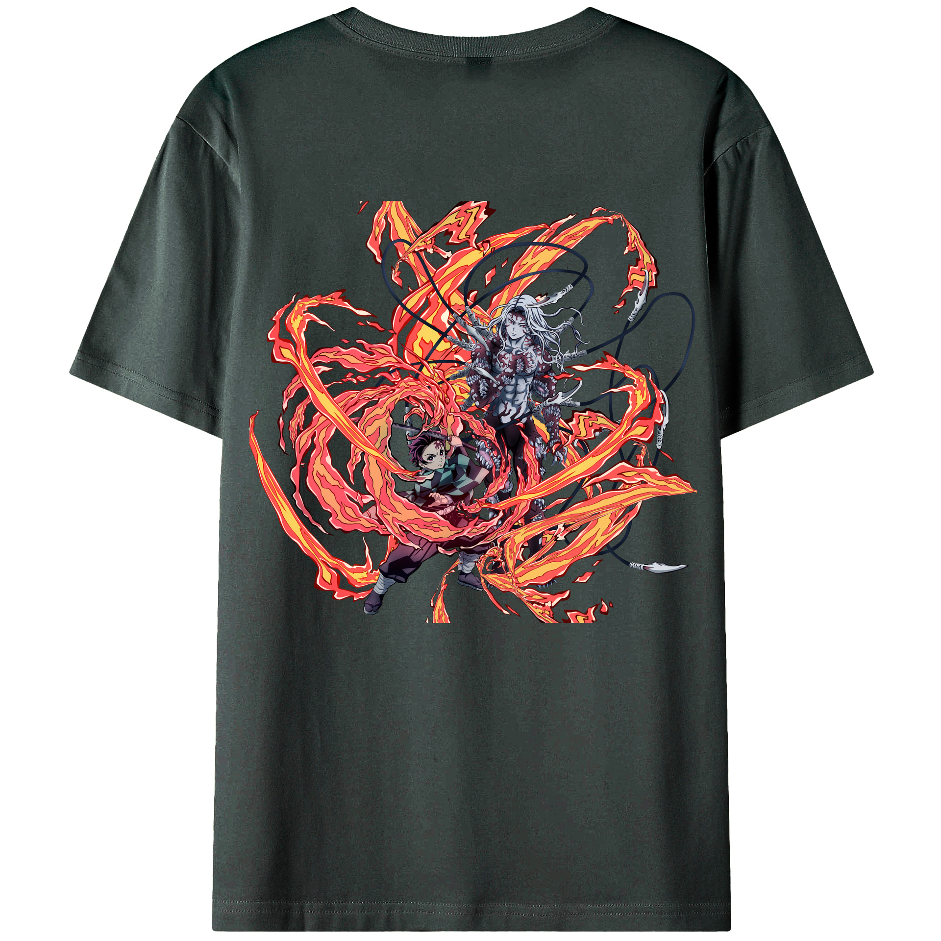 （画像用） 鬼滅の刃 竈門 炭治郎／かまど たんじろう Kamado Tanjirou 綿100％ メンズ半袖Tシャツ（バックプリント） 通気性